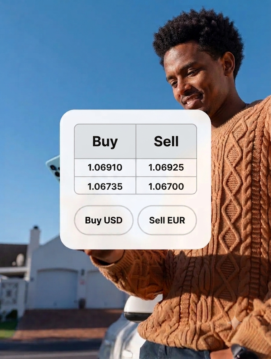 A person holding a phone with Panda trading actions